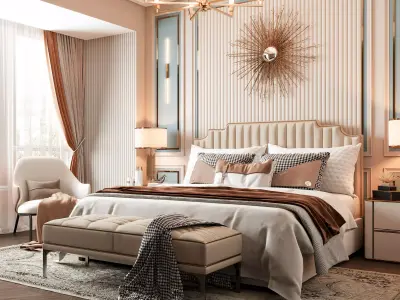 Modern Light Luxury Bedroom Model 3D model