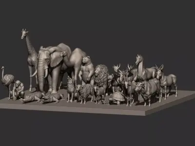Animal Kingdom Wildlife set STL Files 3D Printable model 3D print model