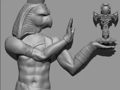 pharaoh horus statue - wall panel relief 3D print model