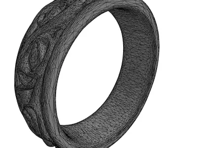 Elegant Gold Diamond Floral Ring Low-poly 3D model