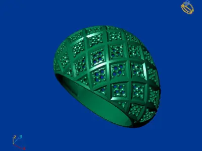 Women Stone Rings Diamond 3D print model 4