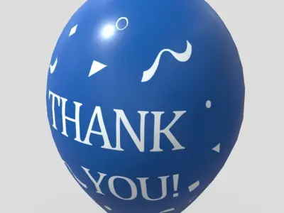 Balloon 5 thank you Low-poly 3D model