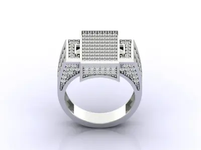 Print Ready STL 3DM  Gents Rings Diamond Men Ring  3D print model 35