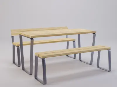 Campus levis table and bench Low-poly 3D model