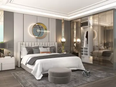Modern Bedroom Scene 12 3D model