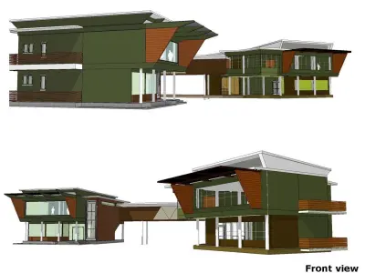 Office extension and bridge linkage  3D model