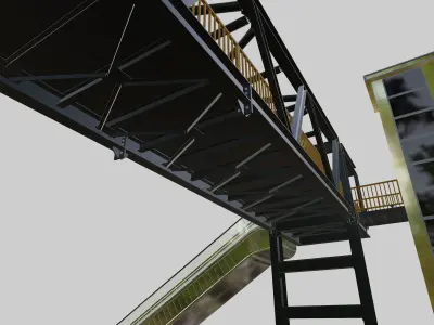 Steel Pedestrian Bridge-Elevator-Escalator-Truss Type-23 3D model