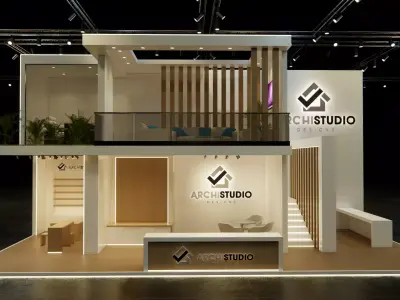 Double decker booth 3D Model 12m x 6 m  - 72 square meters  3D model