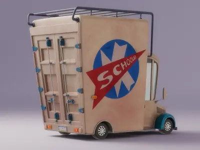 Cartoon Car Rigged 3D model