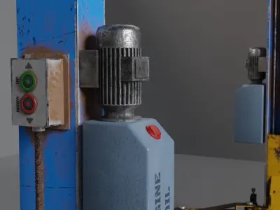 Car garage repair lift  Low-poly 3D model