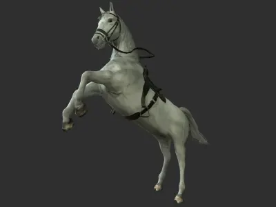 Horse with saddle Low-poly 3D model