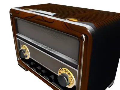 Vintage Wooden Radio Receiver Model Low-poly 3D model