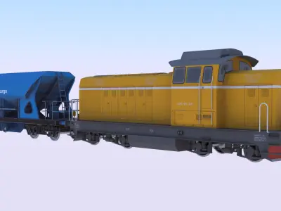 Cargo train PBR V 3D model