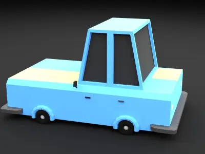 Low Poly Car 3D Model Blue-Yellow Car Low-poly 3D model