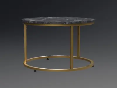 Round Milan Coffee Table black marble Low-poly 3D model