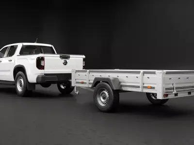 VW Amarok II and Utility Garden Car Trailer 3D model