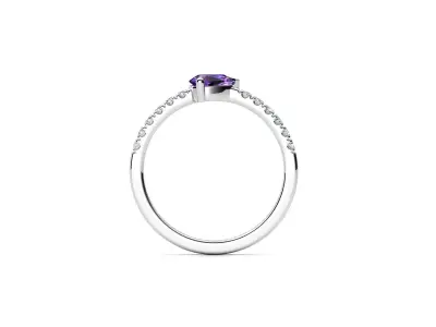 ZDR048 amethyst and diamond ring 3D print model