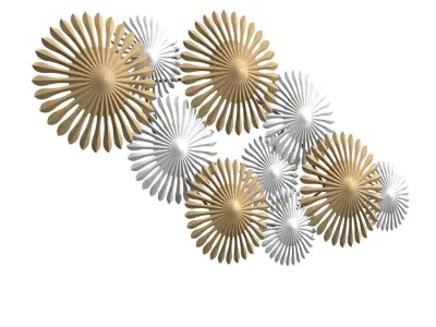 Sparks 45 Inch Wide Gold And Silver Metal Wall Art PBR 3D model