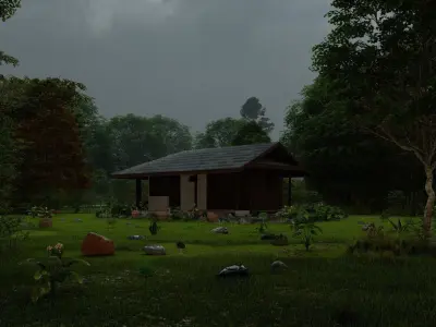 Forest villa-Casa Scene-Modern Villa 3D model