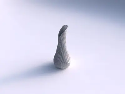 Vase twisted top bent hexagon 2 with bent extruded lines 3D print model