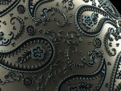 Metal Materials 15- Ornament Metal panels Pbr 4k Seamless Sbsar Low-poly 3D model