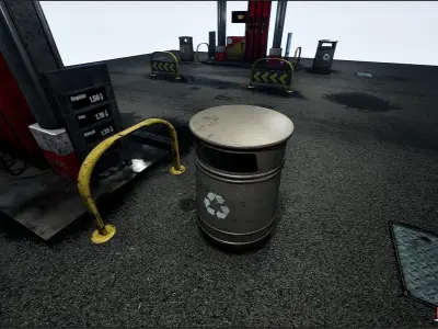 Gas station package UE4-FBX-V01 Low-poly 3D model