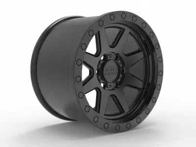 Matte black W Black Lip Edge  Black Bolts Baker Wheel 3D print model