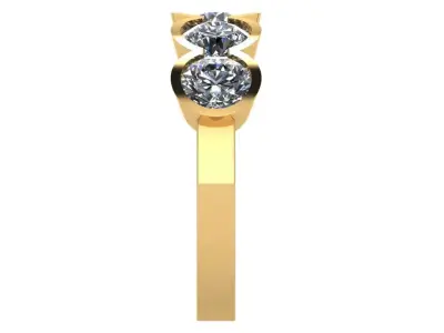 bezel set oval 5 stone ring  3D print model