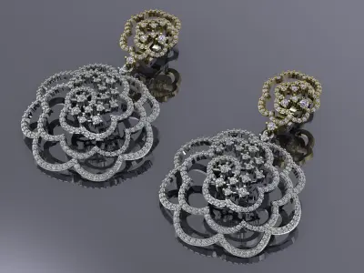 Jewelry  Flower Earrings Gold MM-0068  3D print model