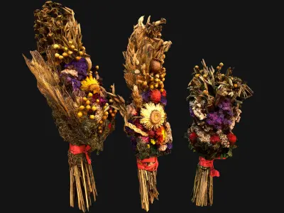 Herbarium Bouquet of Flowers and Herbs Alchemist Witch Set  3D Model Collection