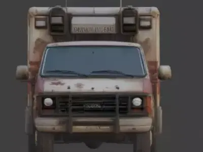 Rusted Apocalypse Old Ambulance 3D Model Low-poly 3D model