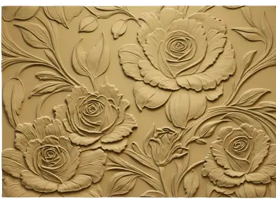 modern rose panel wall decor set relief stl mural CNC 295  3D model