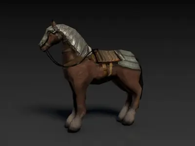 Low Poly Armored Horse Low-poly 3D model