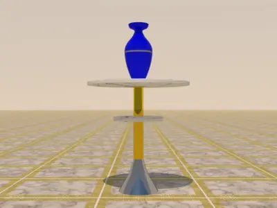 Side table with a vase Low-poly 3D model