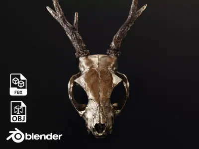 feline demon skull 3D model