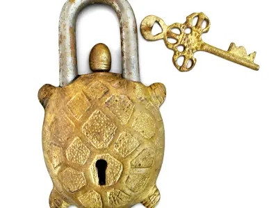 Vintage Brass India Turtle Lock 3D model