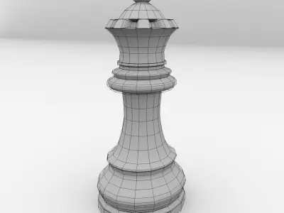 Queen wooden chess piece 3D model