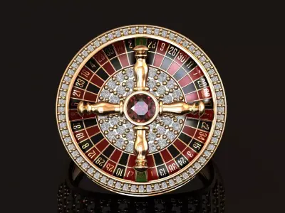 Luxury Roulette Ring Model Gold Diamond Casino Jewelry STL 3DM 3D print model