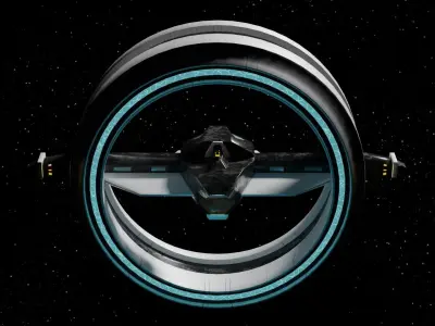 Futuristic Hyperdrive Spaceship Low-poly 3D model