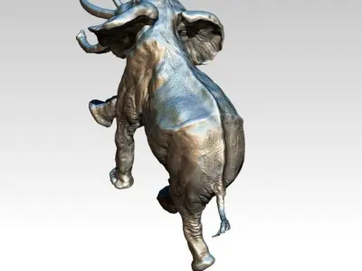 Elephant with long tusks 3D print model