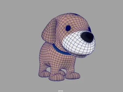 cartoon dog rig and animate Low-poly 3D model