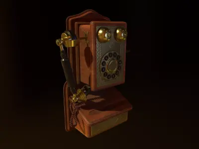 Retro Wall Phone Low-poly 3D model