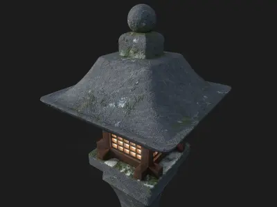 Japanese Garden Lamp Low-poly 3D model