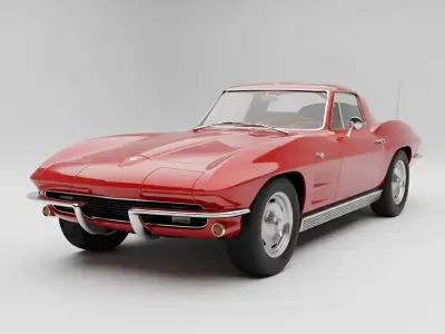 Pristine Red 1960s Chevrolet Corvette Stingray Coupe Low-poly 3D model