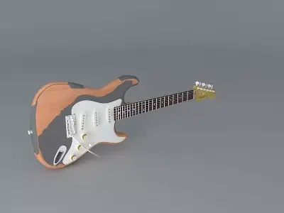 Plain worn stratocasterguitar Free 3D model