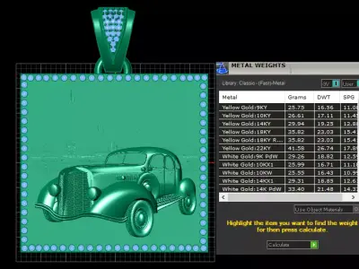 Vintage Car Cityscape Pendant   3D print model