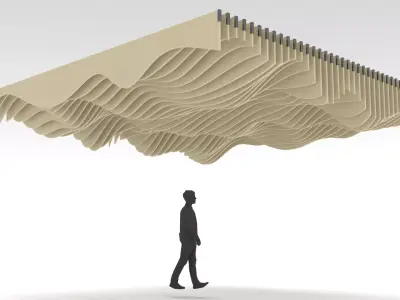 Parametric Ceiling Wave Contour Design with Hangers 3D model