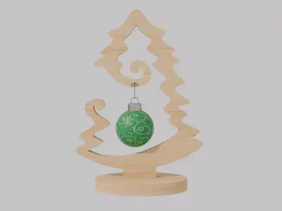 Scrollwork Wood Tabletop Christmas Tree Low-poly 3D model