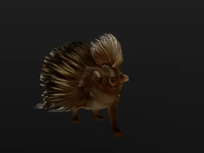 low-poly animated porcupine Low-poly 3D model