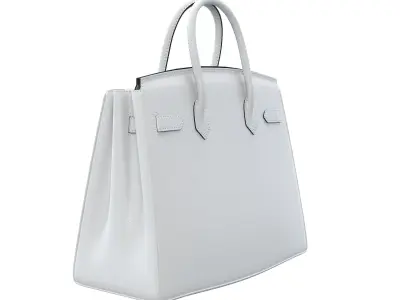 Hermes Birkin Bag with Chain White Low-poly 3D model